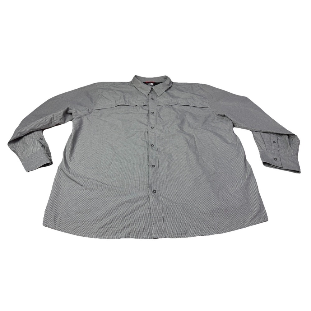 North Face Shirt XXL Gray Nylon Fishing Hiking Long Sleeve Roll Tab‎ 3b4